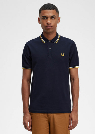 Fred Perry Polo's Twin tipped fred perry shirt - navy ecru golden hour