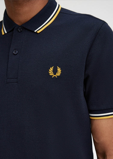 Fred Perry Polo's Twin tipped fred perry shirt - navy ecru golden hour