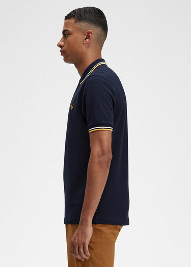 Fred Perry Polo's Twin tipped fred perry shirt - navy ecru golden hour