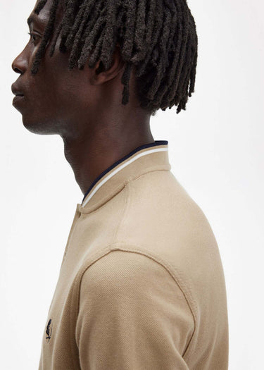 Fred Perry Polo's Bomber collar polo shirt - warm stone