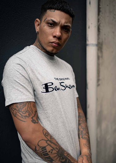 Ben Sherman T-shirts Signature flock tee - grey