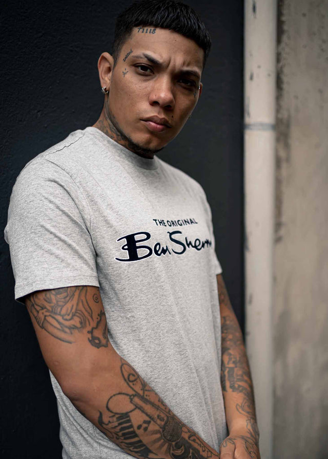 Ben Sherman T-shirts Signature flock tee - grey