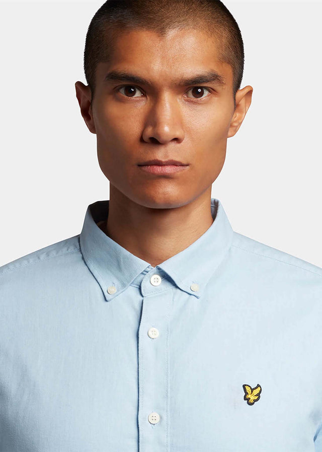 Lyle & Scott Overhemden Cotton linen shirt - light blue