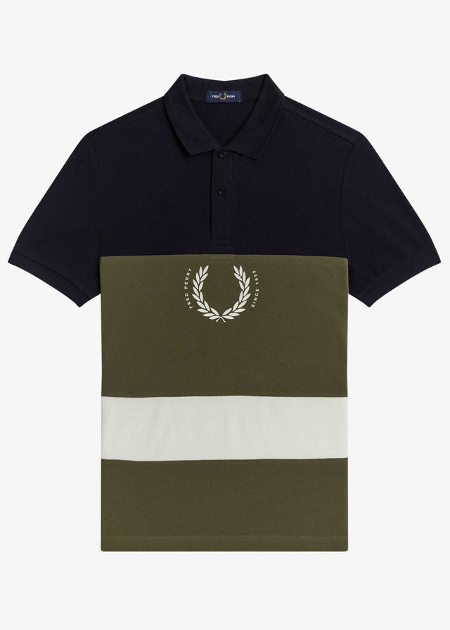 Fred Perry Polo's Printed colour block poloshirt - navy