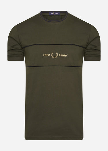 Fred Perry T-shirts Embroidered panel t - hunting green