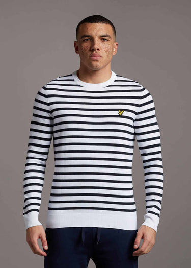 Lyle & Scott Truien Breton stripe jumper - white