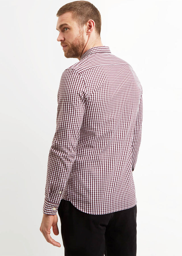 Lyle & Scott Overhemden Slim fit gingham shirt - burgundy white