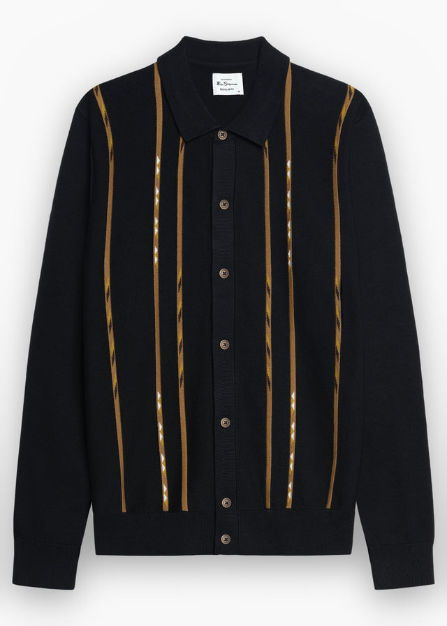 Ben Sherman Longsleeve Polo's Ls placed geo polo - black