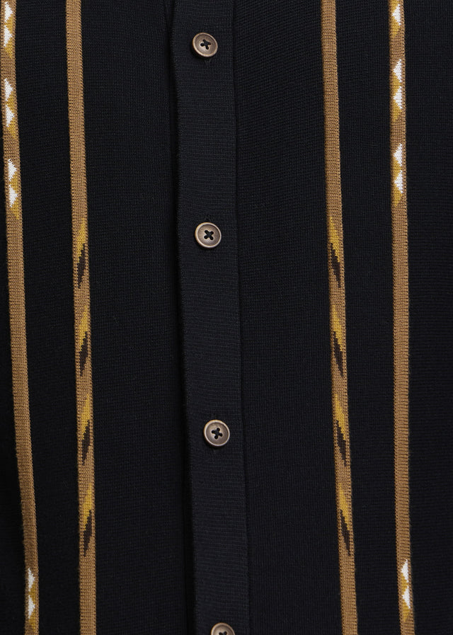 Ben Sherman Longsleeve Polo's Ls placed geo polo - black