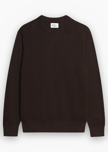 Ben Sherman Truien Texture front crew - dark brown