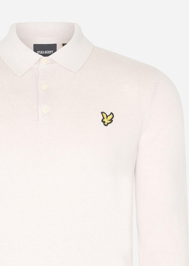 Lyle & Scott Longsleeve Polo's Cotton merino long sleeve knitted polo - cove