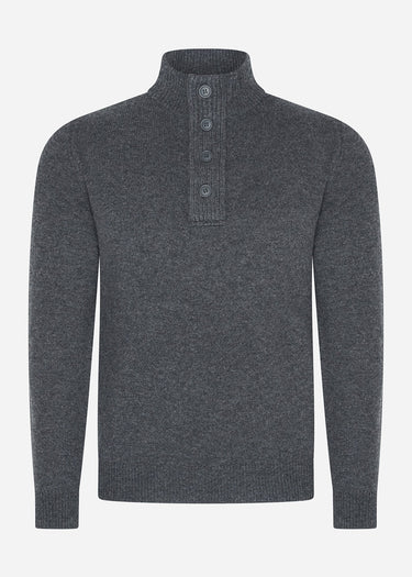 Barbour Truien  Essential patch half zip knitted jumper - charcoal 