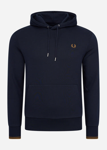 Fred Perry Hoodies  Tipped hooded sweatshirt - navy dark caramel 