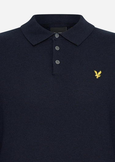 Lyle & Scott Longsleeve Polo's  Long sleeve knitted polo shirt - dark navy 