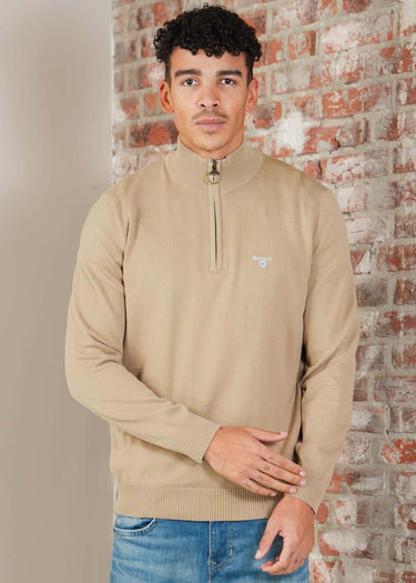 Barbour Truien Barbour lingwood compact cotton half zip sweater - washed stone