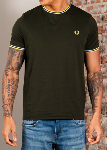 Fred Perry T-shirts Twin tipped t-shirt - hunting green light ice lemon barley