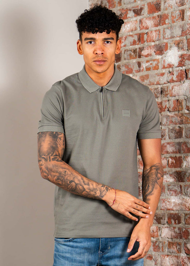 Hugo Boss Polo's Passerzip - open grey 076
