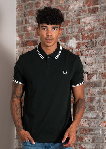Fred Perry Polo's Twin tipped fred perry shirt - night green snow white snow white
