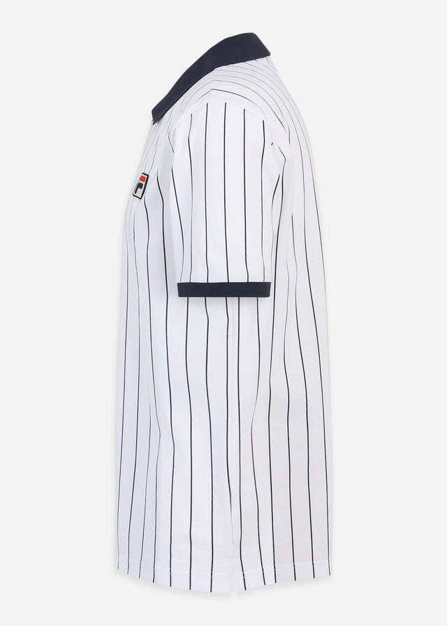 Fila Polo's Linter striped polo shirt - bright white black iris striped