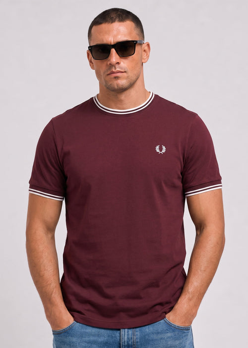 Twin tipped t-shirt - oxblood ecru