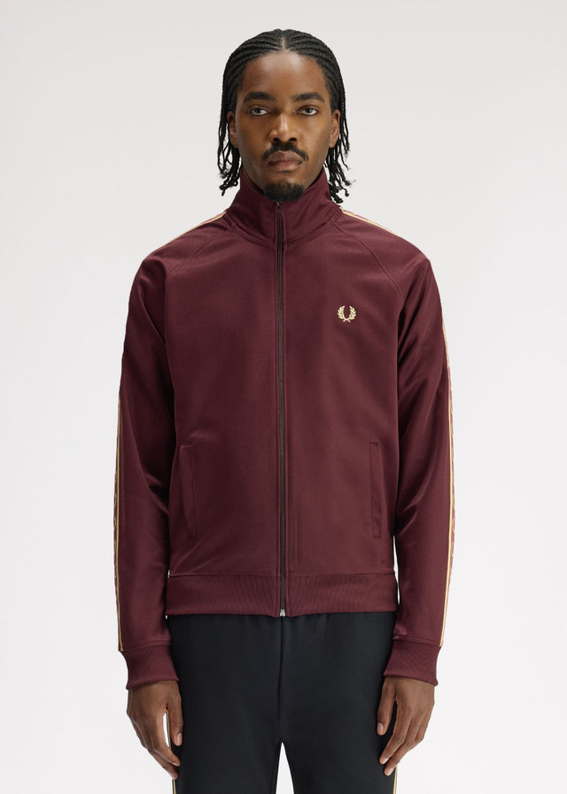 Fred Perry Vesten Contrast tape track jacket - oxblood champagne
