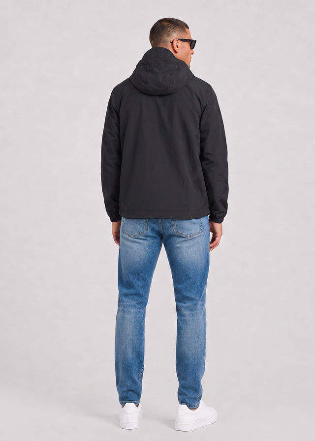 Lyle & Scott Jassen Contrast zip through hooded jacket - jet black gunmetal