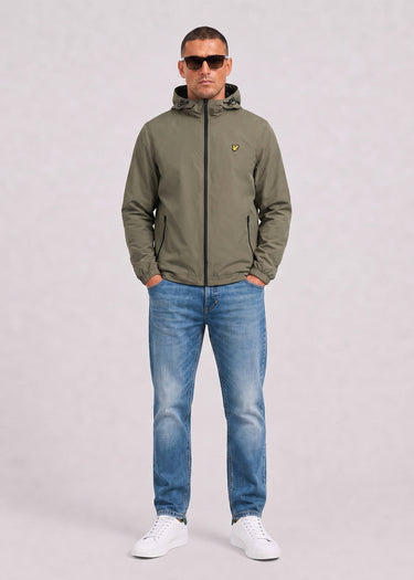 Lyle & Scott Jassen Contrast zip through hooded jacket - khaki ash jet black