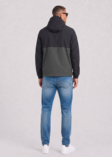 Lyle & Scott Jassen Colour block zip through hooded jacket - jet black gunmetal