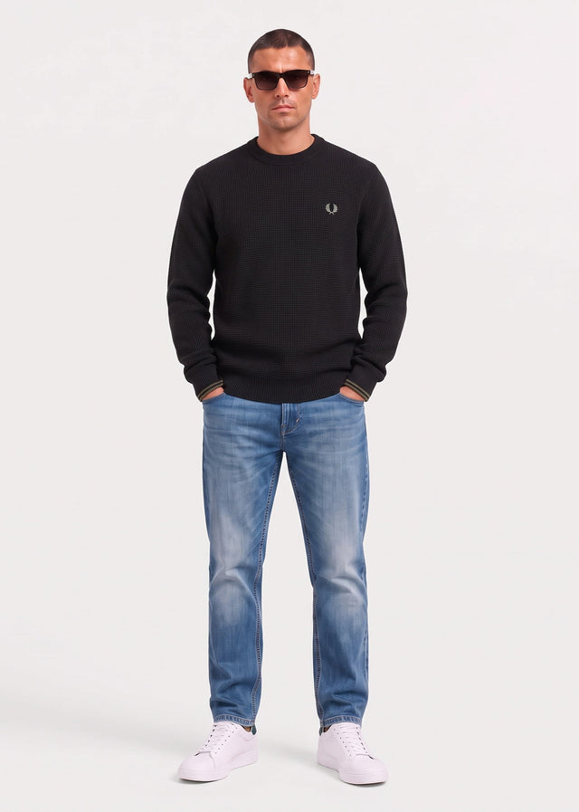 Fred Perry Truien Waffle stitch jumper - black