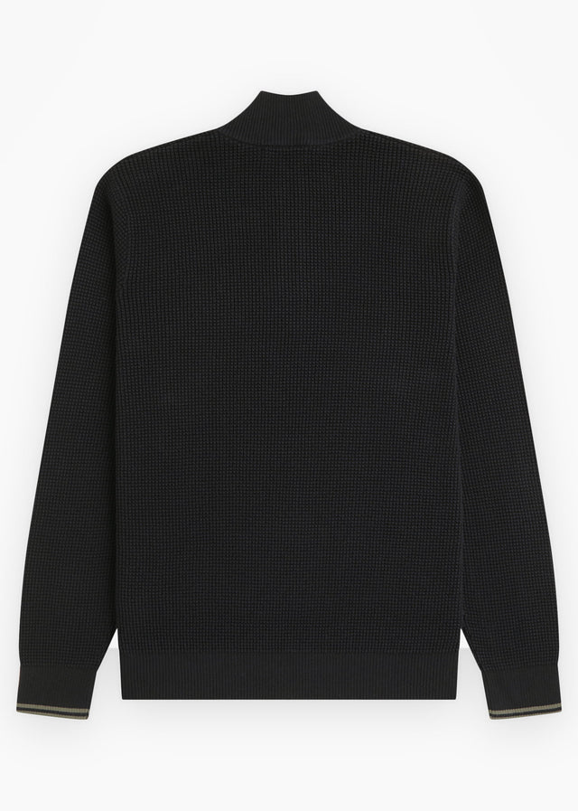 Fred Perry Truien Waffle stitch half zip jumper - black