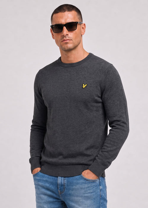 Cotton merino crew neck jumper - charcoal marl