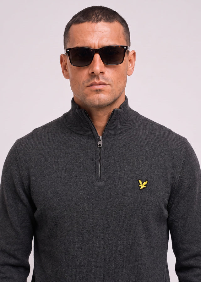 Lyle & Scott Truien Cotton merino quarter zip jumper - charcoal marl