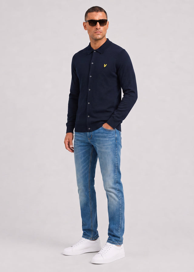 Lyle & Scott Truien Cotton merino knitted shirt - dark navy