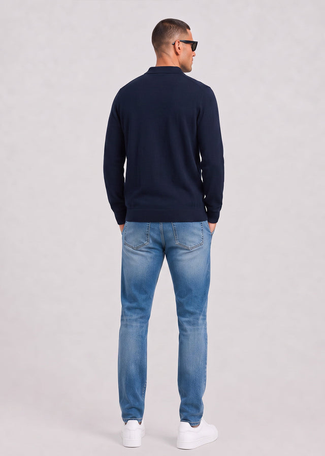 Lyle & Scott Truien Cotton merino knitted shirt - dark navy