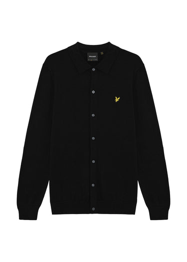 Lyle & Scott Overhemden Cotton merino knitted shirt - jet black