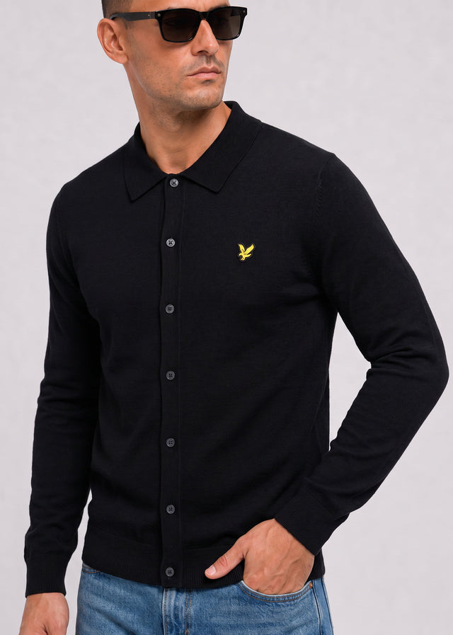 Lyle & Scott Truien Cotton merino knitted shirt - jet black