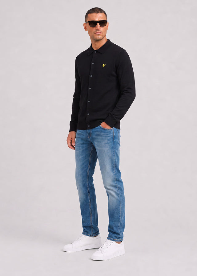Lyle & Scott Truien Cotton merino knitted shirt - jet black