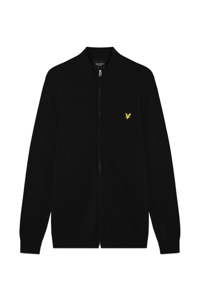 Lyle & Scott Vesten Relaxed cotton merino full zip jumper - jet black