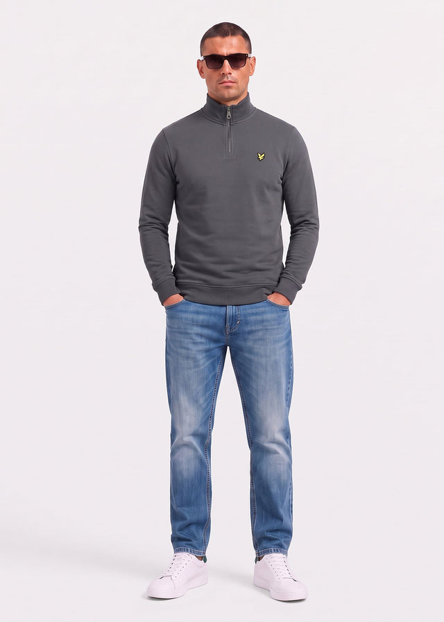 Lyle & Scott Truien Loopback quarter zip sweat - gunmetal