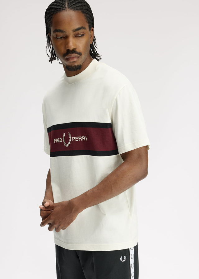 Fred Perry T-shirts Embroidered panel t-shirt - ecru