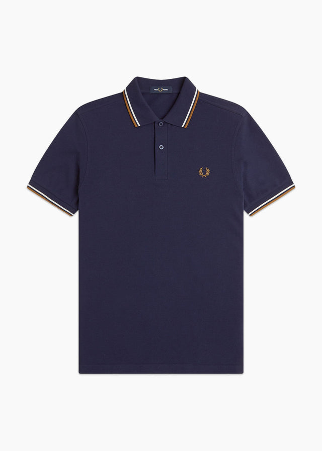 Fred Perry Polo's Twin tipped polo - twilight navy snow white dark caramel