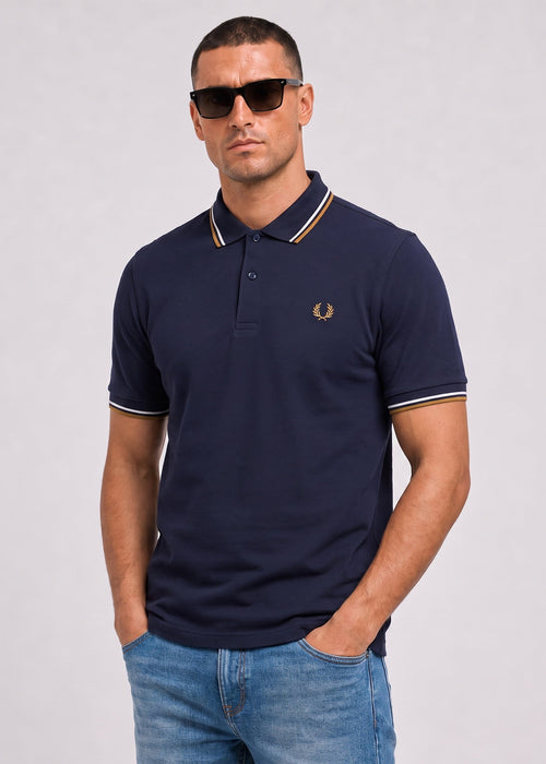 Twin tipped polo - twilight navy snow white dark caramel