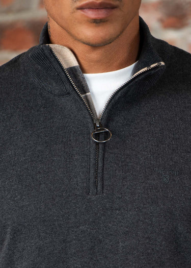 Barbour Truien Cotton half zip knitted jumper - charcoal