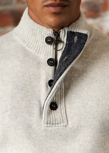 Barbour Truien Essential patch half zip knitted jumper - pearl