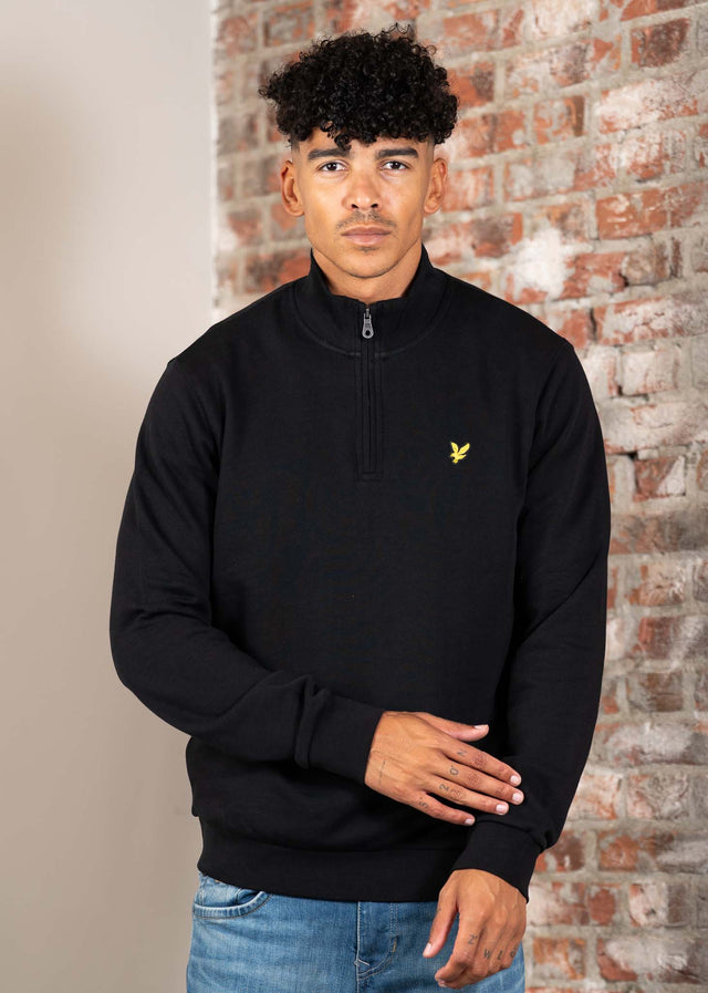 Lyle & Scott Truien Loopback quarter zip sweat - jet black