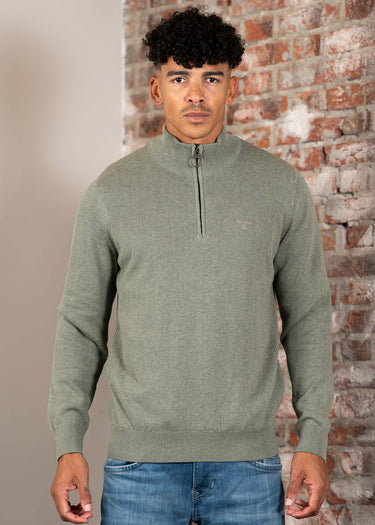 Barbour Truien Cotton half zip knitted jumper - thyme