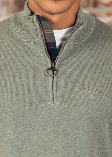 Barbour Truien Cotton half zip knitted jumper - thyme