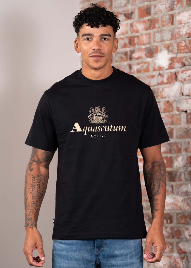 Aquascutum T-shirts Big logo t-shirt - black