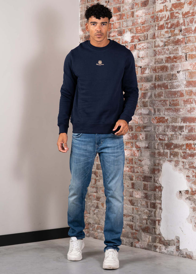 Aquascutum Truien Centered logo crewneck - navy