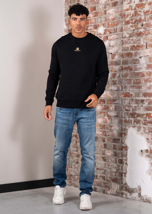 Aquascutum Truien Centered logo crewneck - black